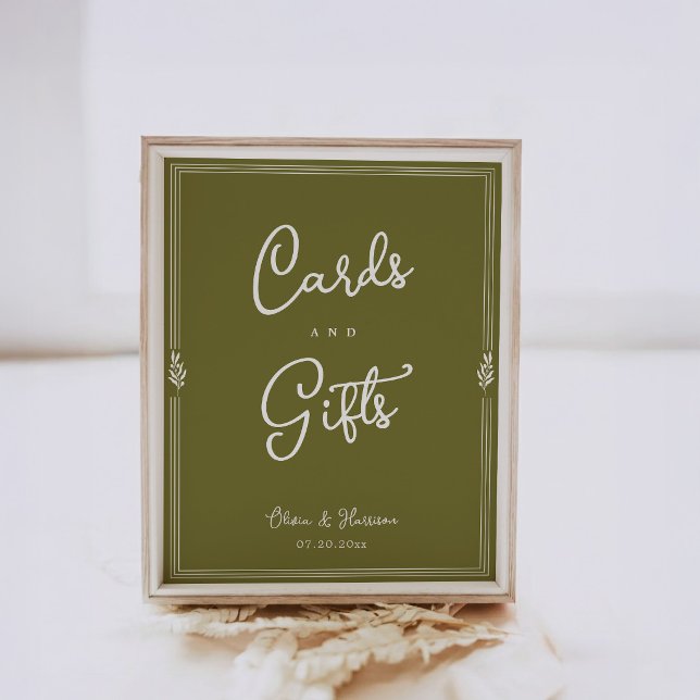 Olive Green Elegant Cards and Gifts Sign Poster (Von Creator hochgeladen)