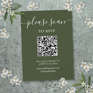 Olive Green Elegant Script UAWG QR Code Begleitkarte