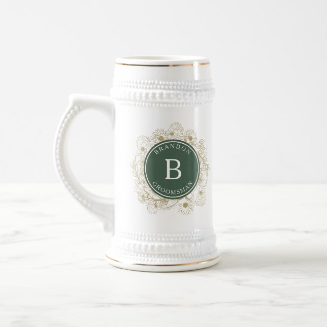 Olive Green Elegante Trauzeugen Geschenk Bierglas (Links)