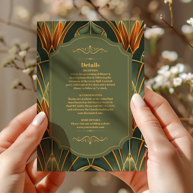 Olive Green Elegante Verziert Vintage Hochzeit Begleitkarte (Von Creator hochgeladen)