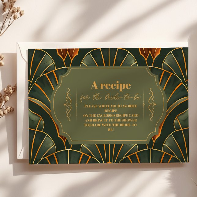 Olive Green Elegante Verzierte Vintage Bridal Begleitkarte (Von Creator hochgeladen)