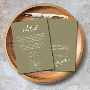Olive Green Elegante Wedding Hotel Begleitkarte