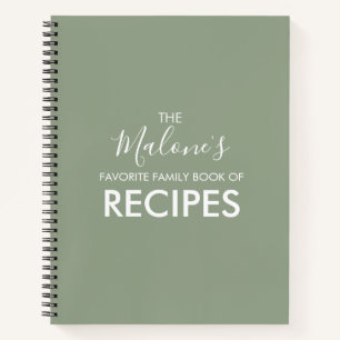 Olive Green Family Book of Reecipes Notizbuch