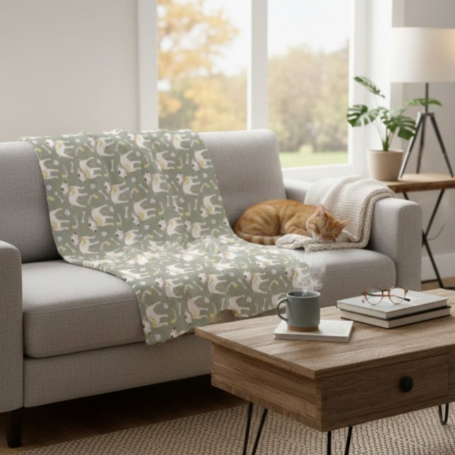 Olive Green Fleece Blanket with Playful Pitbulls  (Von Creator hochgeladen)