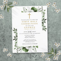 Olive Green Floral First Heilige Kommune Einladung