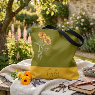 Olive Green Floral Minimal Trendy Stilvoll