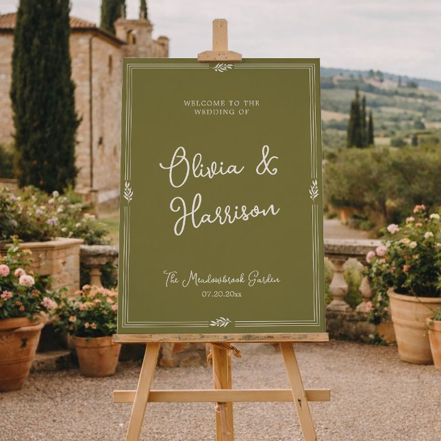 Olive Green Formal Wedding Welcome Sign Poster (Von Creator hochgeladen)
