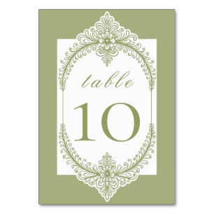 Olive Green French Blüh Frame Wedding Tischnummer