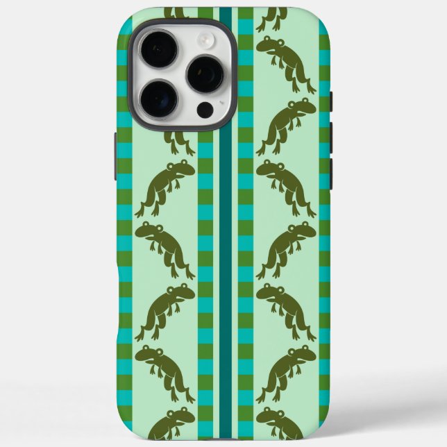 Olive Green Frog Muster mit Karton Streifen Case-Mate iPhone Hülle (Rückseite)