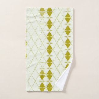 Olive Green Geometric Mid Century Modern Print Handtuch