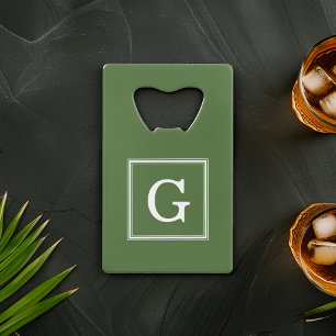 Olive Green Gerahmt Monogram Geldbeutel Flaschenöffner