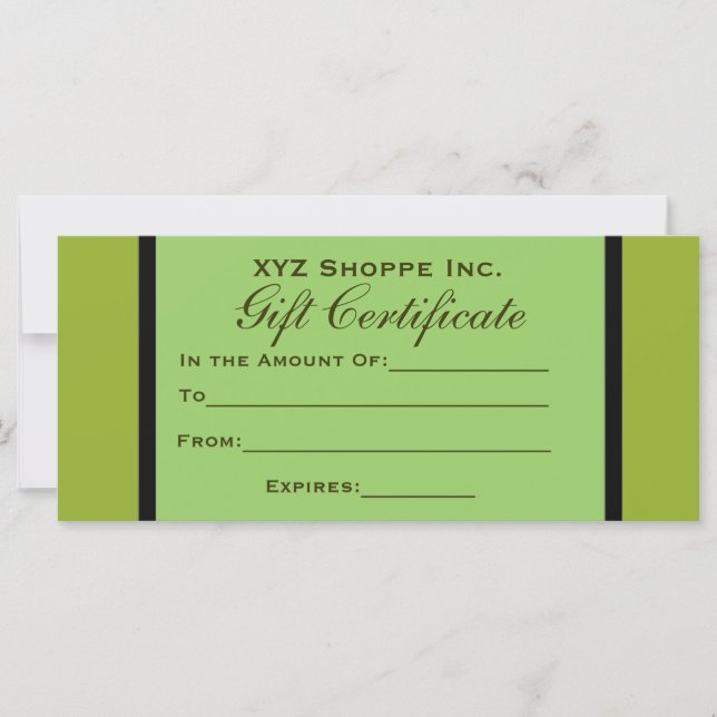 Olive Green Gift Certificate (Vorderseite)