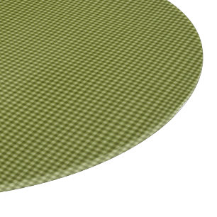 Olive Green Gingham-12in ROUND GLASS CUTTING BOARD Schneidebrett