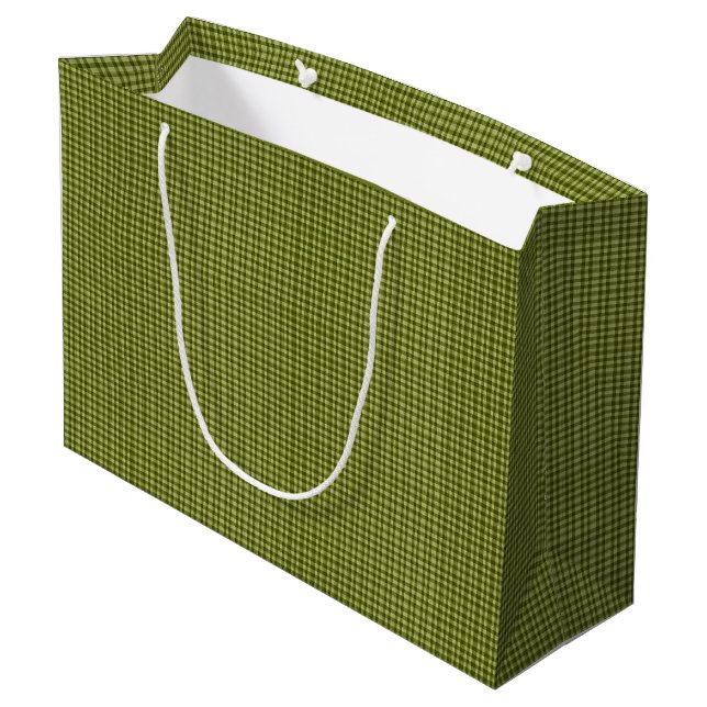 Olive Green Gingham-GIFT BAG L Große Geschenktüte (Rückseite Schrägansicht)