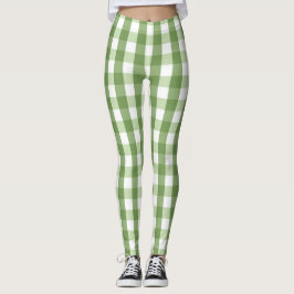 Olive Green Gingham Kariert Trendy Pattern Leggings
