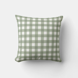 Olive Green Gingham Karo Throw Kissen