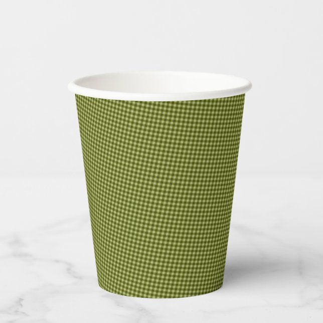 Olive Green Gingham-PAPER-PARTY CUPS Pappbecher (Vorderseite)