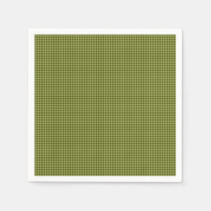 Olive Green Gingham-PAPER PARTY NAPKINS Serviette