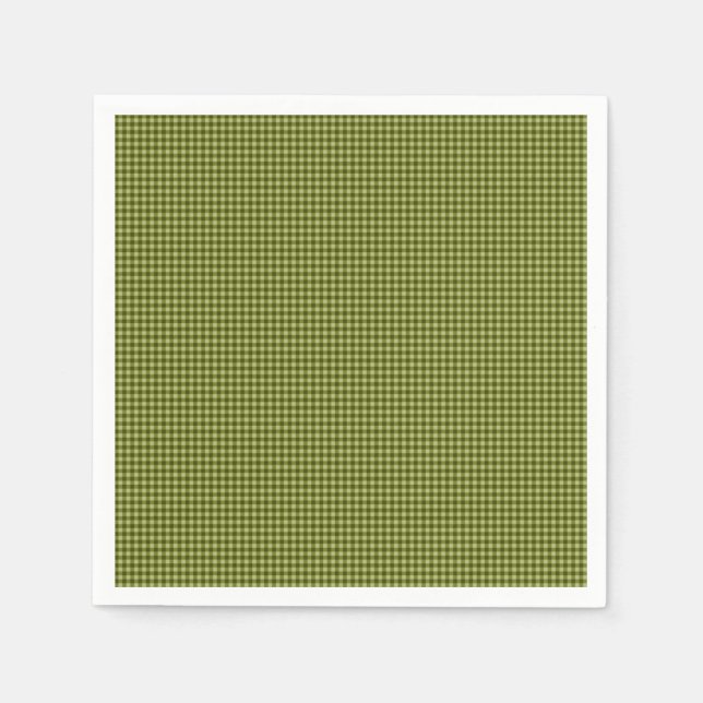 Olive Green Gingham-PAPER PARTY NAPKINS Serviette (Vorderseite)