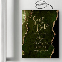 Olive Green Gold Agate Magnetic Save the Date