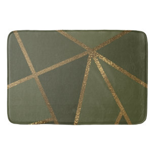 Olive Green Gold Bronze Geometric Glam Chic Badematte