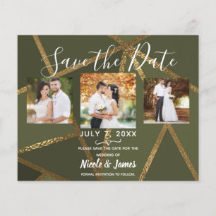 Olive Green Gold Bronze Geometric Modern Rett Date
