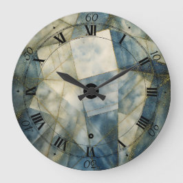 Olive Green Gold Geometric Abstrakt Natural Große Wanduhr