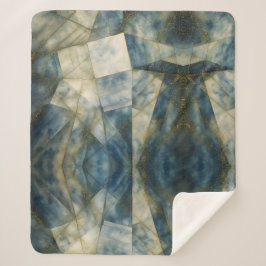 Olive Green Gold Geometric Abstrakt Natural Sherpadecke