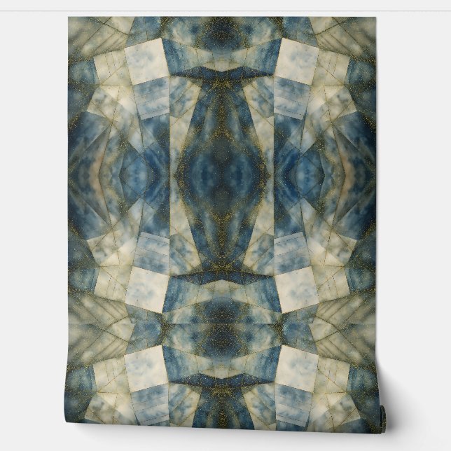 Olive Green Gold Geometric Abstrakt Natural Tapete (Abrollen)