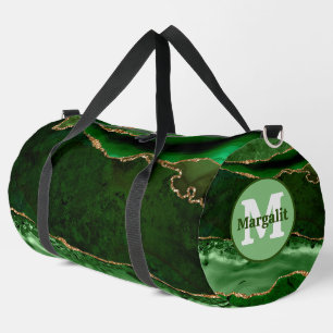 Olive Green Gold Glitzer Agate Large Duffel Bag Duffle Bag