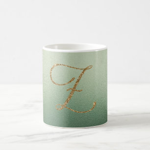 Olive Green Gold Glitzern Letter Z Kaffeetasse
