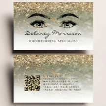 Olive Green Gold Marmor Augen QR Code Microblading