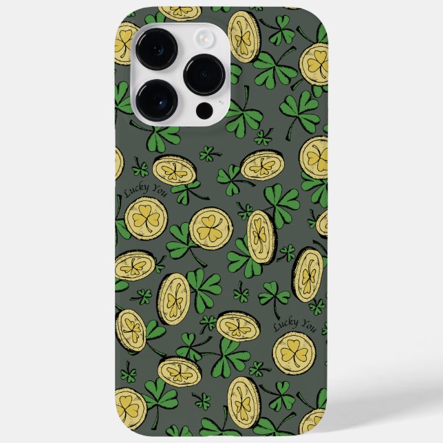 Olive Green & Gold St Patrick's Lucky You Kleeblat Case-Mate iPhone Hülle (Rückseite)
