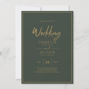Olive Green Gold Text Script Elegante Moderne Invi Einladung