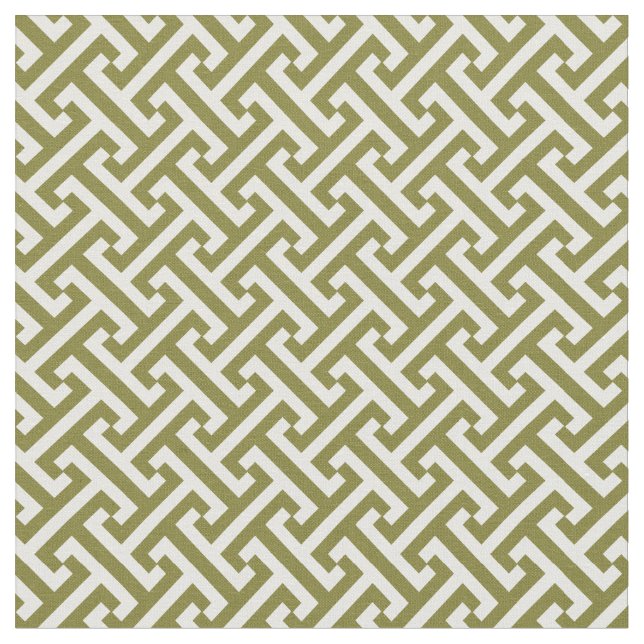 Olive Green Greece Schlüsselmuster Stoff (Nahaufnahme)