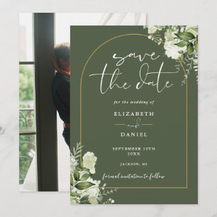 Olive Green Greenerity Gold Arch Foto Hochzeit Save The Date