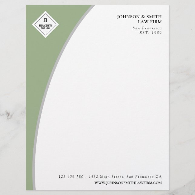 Olive Green & Grey Beruflich Add Your Logo Briefbogen (Vorderseite)