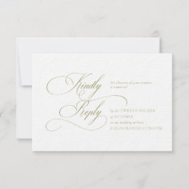 Olive Green "H" Monogram Wedding RSVP Card Karte