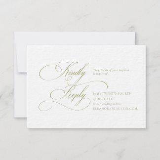 Olive Green "H" Monogram Wedding RSVP Card Karte