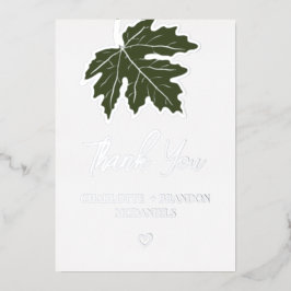 Olive Green Herbst Maple Leaf Hochzeit Vielen Dank Folieneinladung