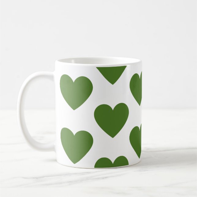 Olive green herzen Tasse mit weißem Kaffee (Links)