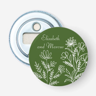 Olive-green Hochzeitsknopf Flaschenöffner