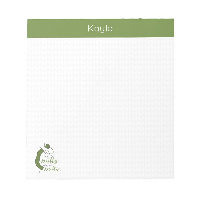 Olive Green Ich fühle mich Knitty, Oh, so Knitty Notizblock (Vorderseite)