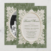 Olive Green Ivory Doily Lace Bridal Shower
