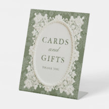 Olive Green Ivory Doily Lace Wedding Cards & Gifts