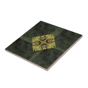 Olive Green Kaleidoscope Tile Fliese
