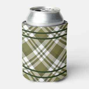 Olive Green Kariert Can Cooler Dosenkühler