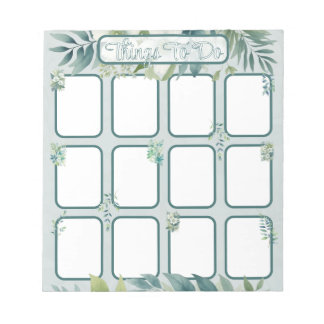 Olive Green Leaves To do List with sections Notizblock