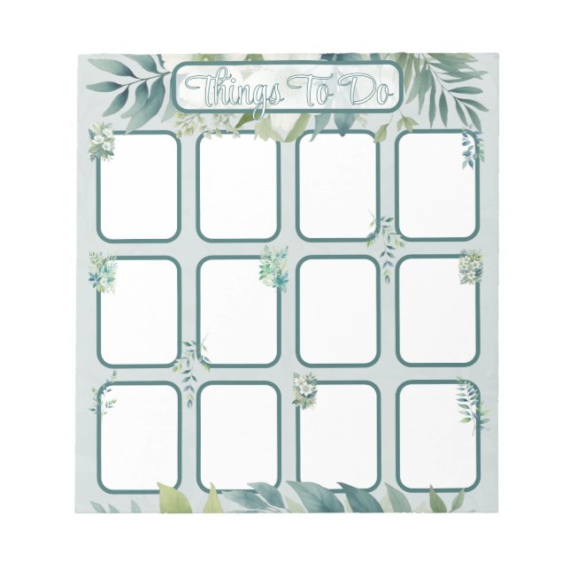 Olive Green Leaves To do List with sections Notizblock (Vorderseite)