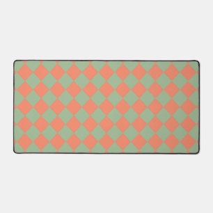 Olive Green Lmon Pink Schachbrett Diamant Muster Schreibtischunterlage